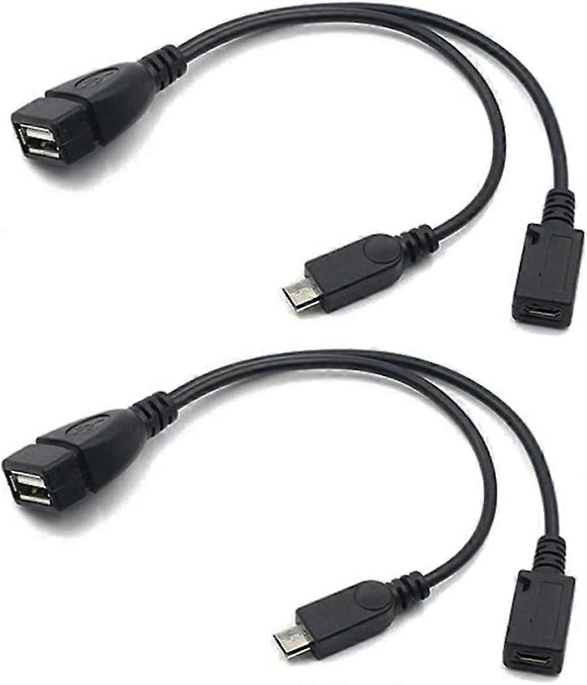 AuviPal 2-in-1 Micro USB to USB Adapter (OTG Cable + Power Cable) for FireStick, Playstation Classic and More - 2 Pack