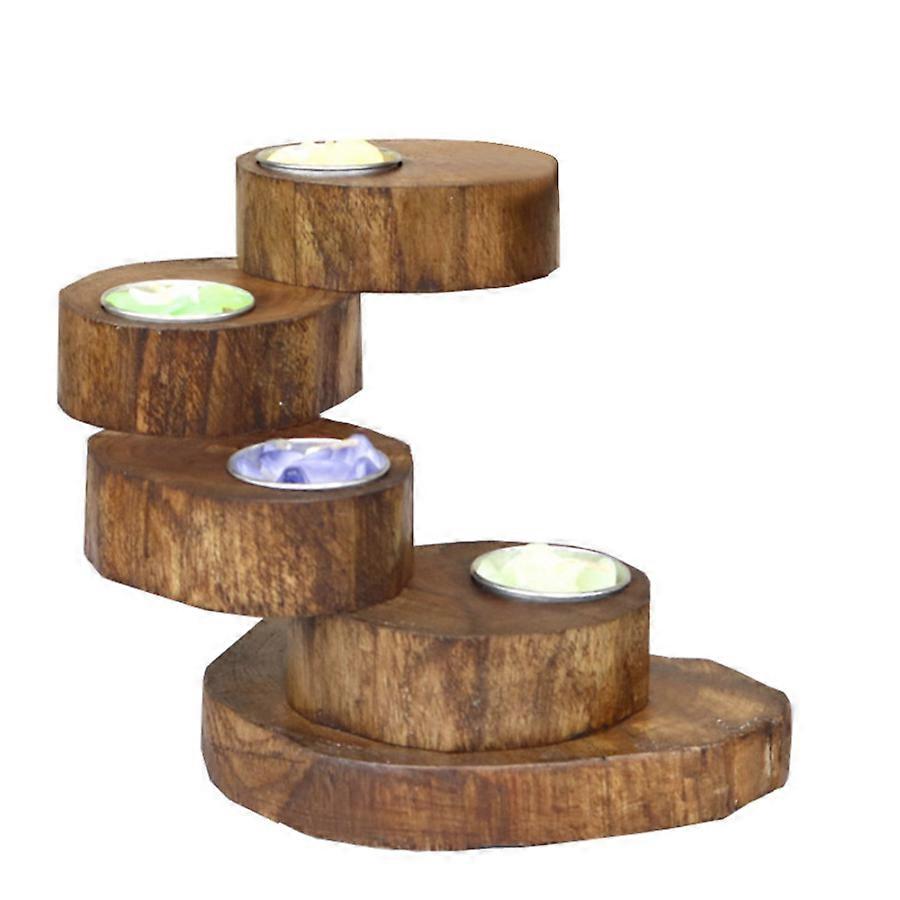 Hotel-Quality 4-Tier Wooden Candle Holder