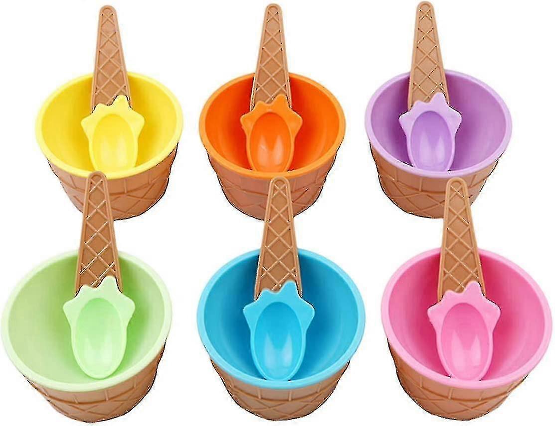 6 Stück Plastik-Eisbecher-Eisbecher Joghurtbecher mit Löffeln Eis