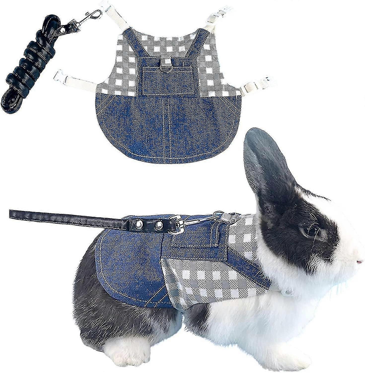Adjustable Rabbit Harness, Rabbit Harness And Leash, Rabbit Clothes Harness Strap For Rabbits, Ferrets, Hamsters-XT