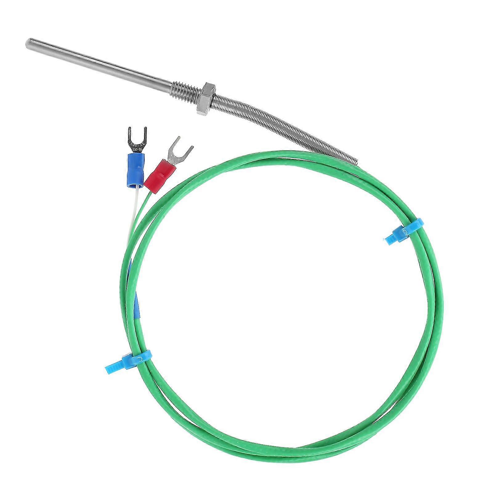 K-Type Thermocouple Probe 1 Meter 0-200 Screw Temperature Sensor M6x50mm Green Shielded Twisted Pair