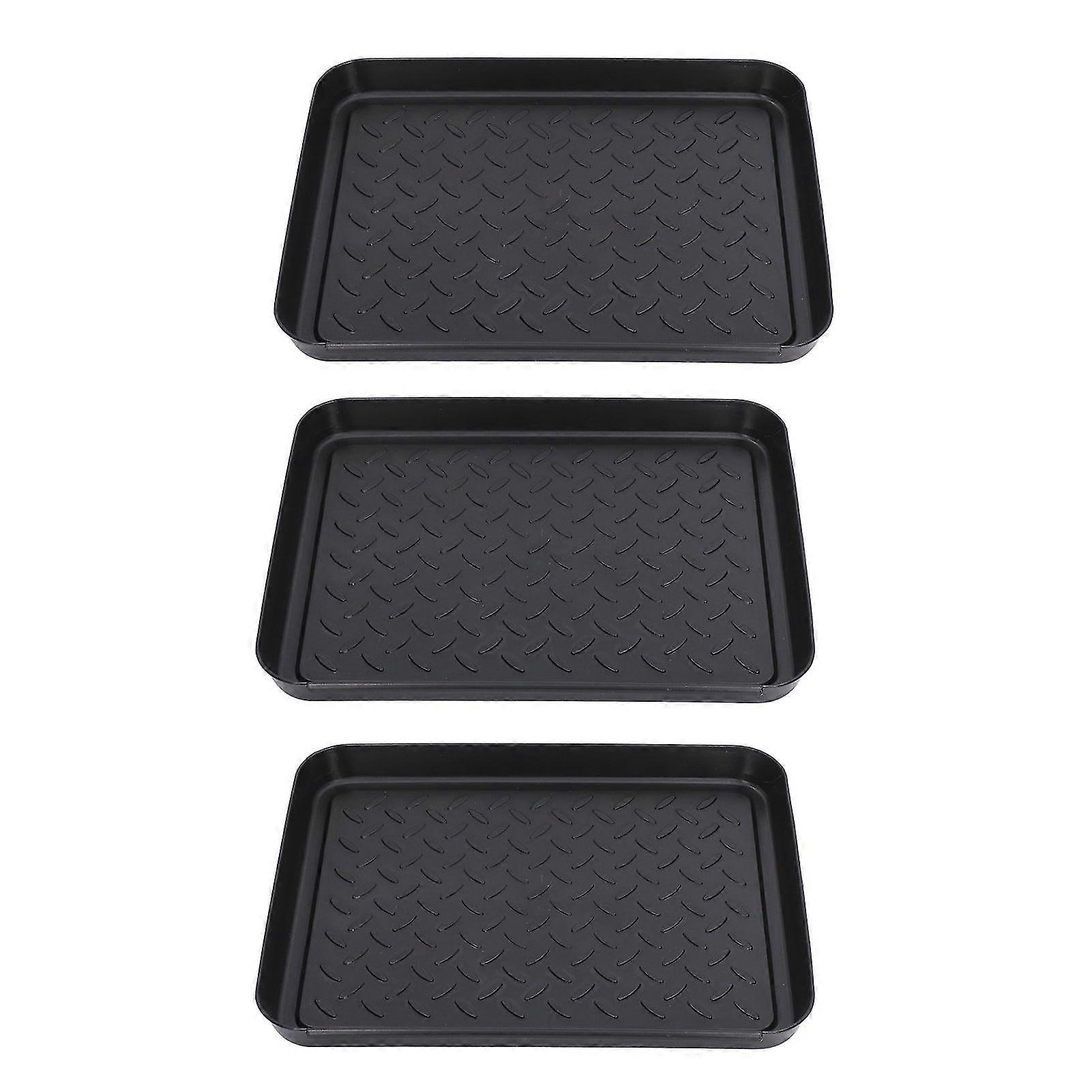 Space Saving Durable Plastic Shoe Tray - 3 Interlocking Design for Home, Office, Hotel