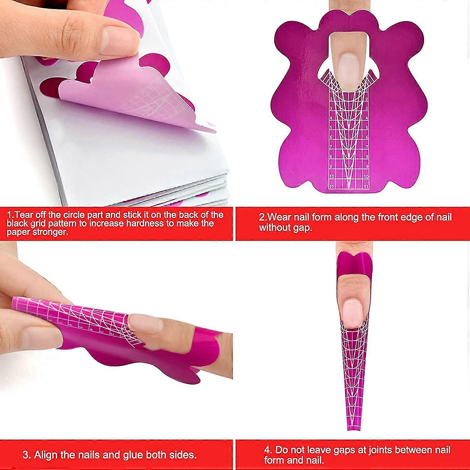 100 Stück Stiletto-Nagelformen – XL-Größe, Selbstklebend, Für UV-Gel & Acryl-Nagelverlängerungen
