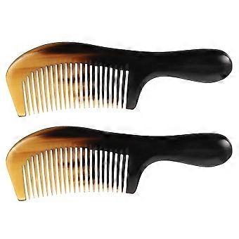 2Pcs Ox Horn Comb Portable Hair Comb Practical Massage Comb for Man Women-FCY