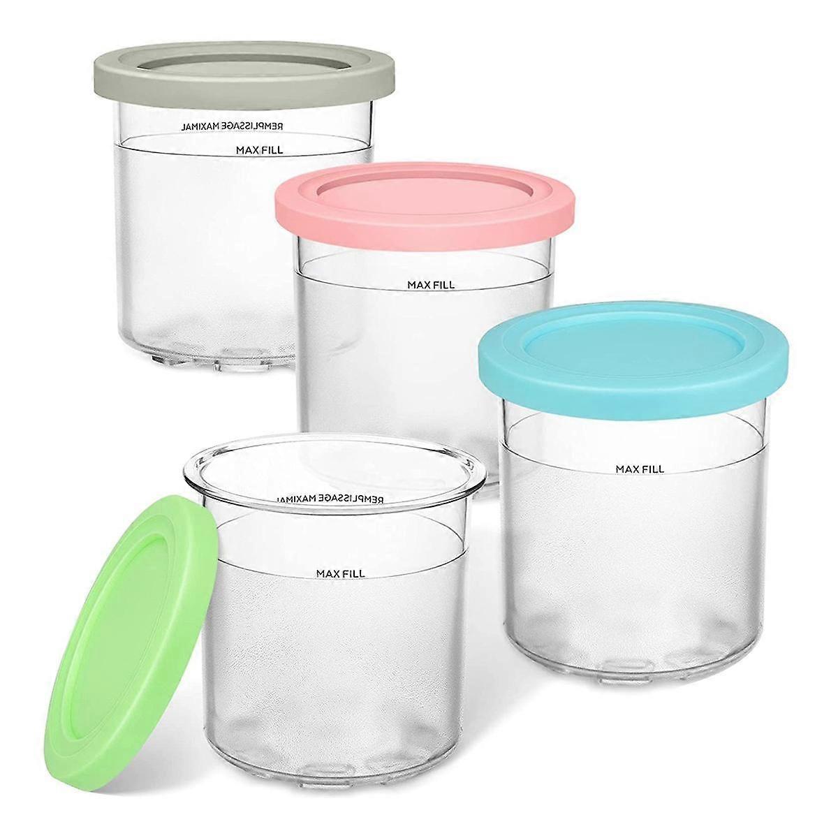 Replacement Pints and Lids for Ninja Creami Compatible for NC300, NC301 Vs NC299AMZ Series (4 Pack )
