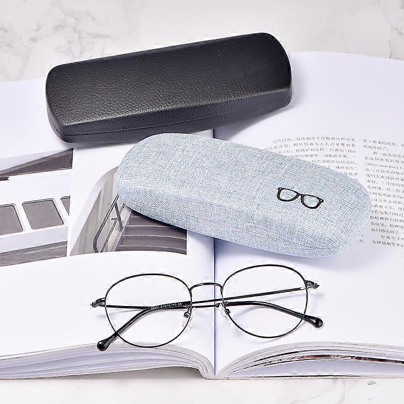 One in Black and One in Grey-Linen Canvas Hard Glasses Case Portable Protective Case for Eyeglasses and Sunglasses with Microfiber Cloth
