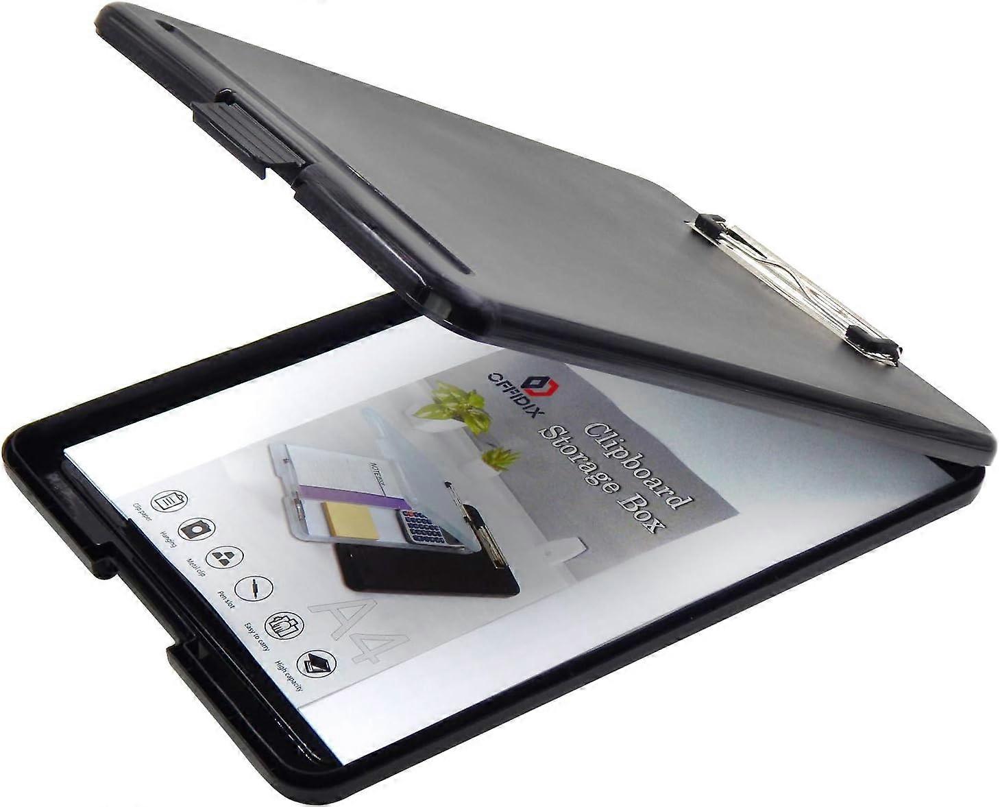 A4 Slim Clipboard Folder Conference Plastic Folder Clipboard Paper Holder Storage Clip Board Ideal for School Home and Office Use Fold On Clipboard Bl