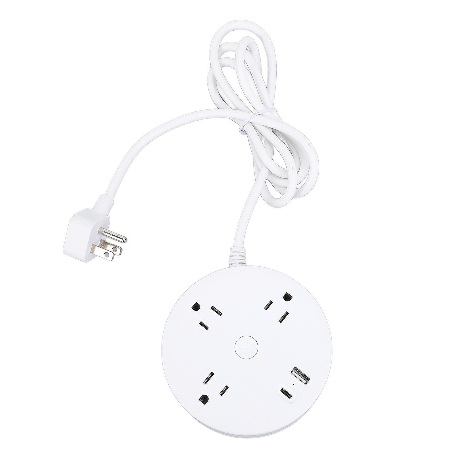 5 in 1 Flat Plug Power Strip 5FT USB A USB C 20W AC Round Multi Output Port Power Strip for Phone Laptop Tablet