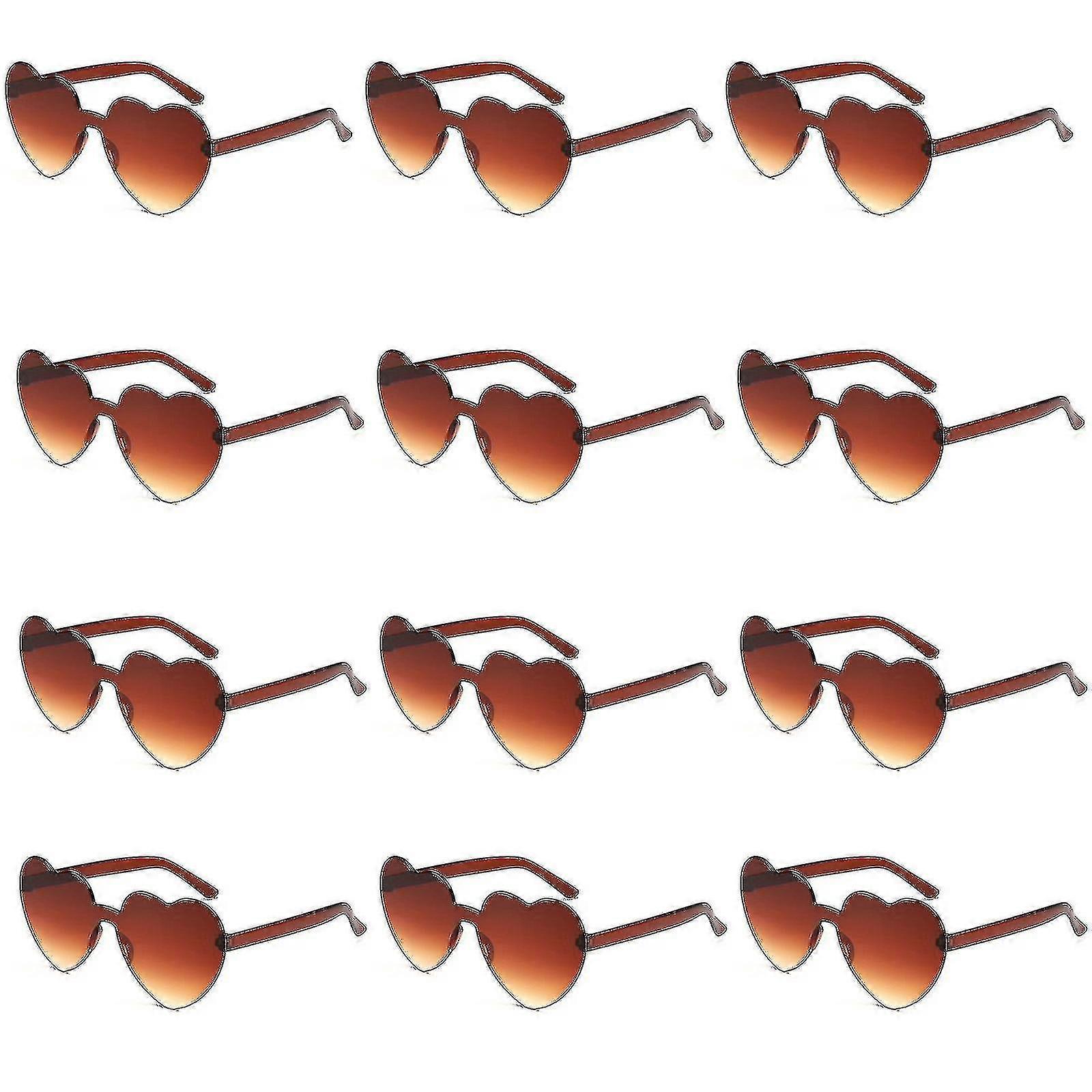 12pcs καρδιά σχήμα Frameless γυαλιά μοντέρνα διαφανή καραμέλα χρώμα γυαλιά για κόμμα ευνοούμενος-MXBC