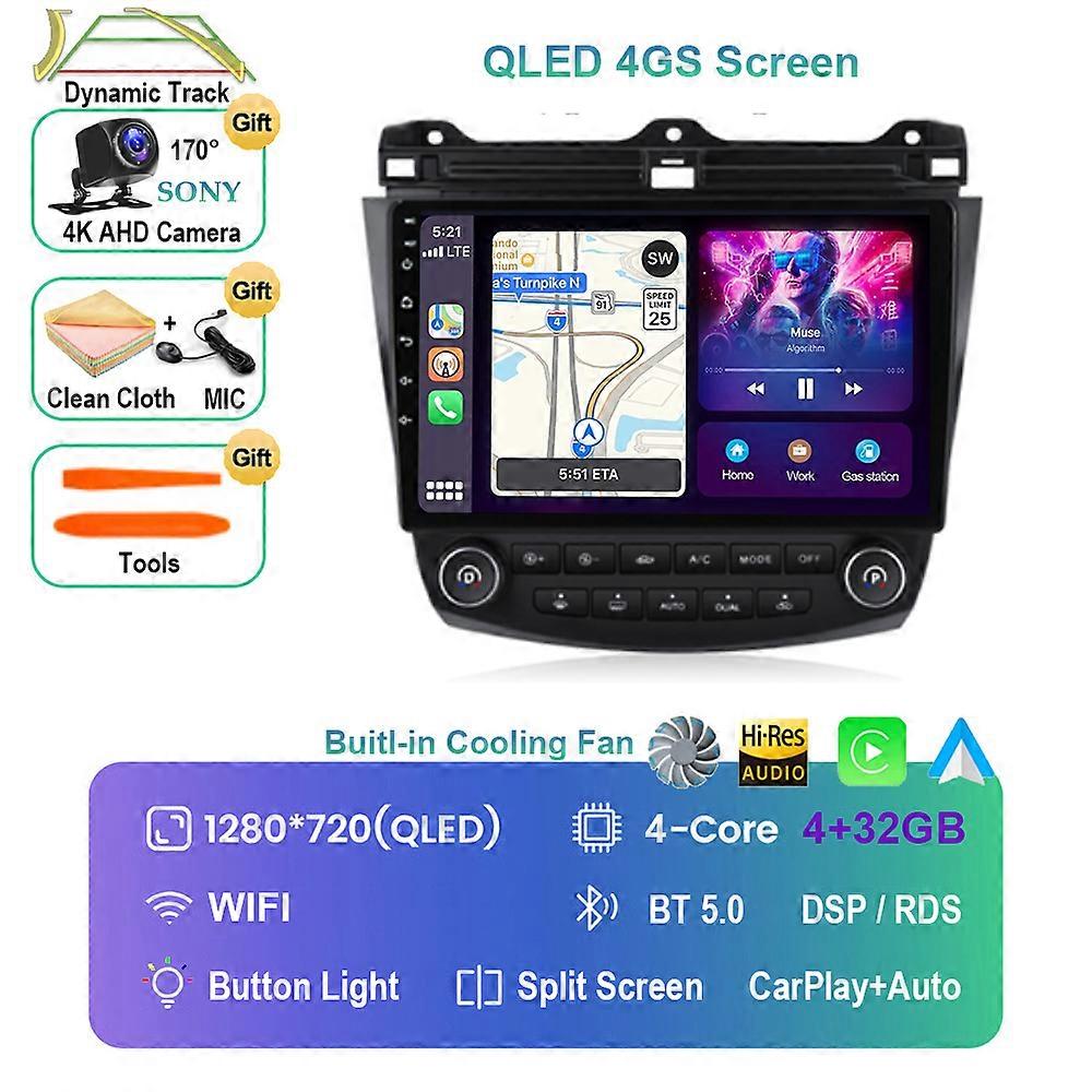 Android 13 Car Radio For Honda Accord 7 2003 - 2007 Multimedia Stereo Video Player Carplay Auto 4G WIFI GPS Navigation QLED BT