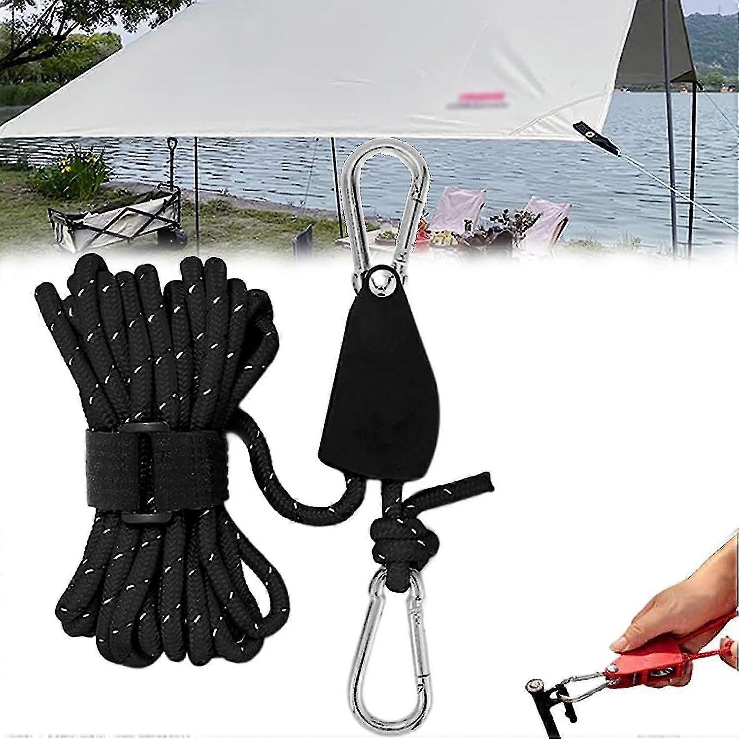 2023 Portable Adjustable Fix Camping Rope, 4m Windproof Rope For Adjusting The Pulley, Tent High Strength Fast Release Pulley Camping Rope FRD