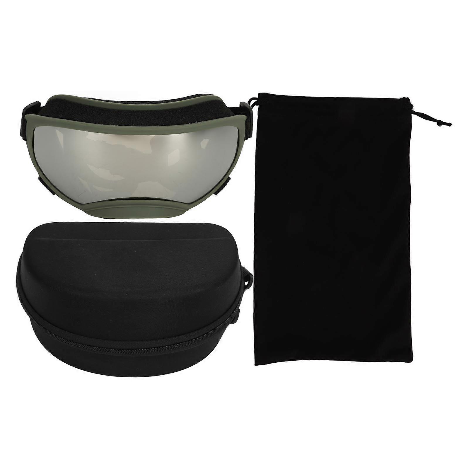 Large Dog Sunglasses UV Protection Windproof Dog Goggles for Skiing Travel Going Out Army Green Frame Lenses