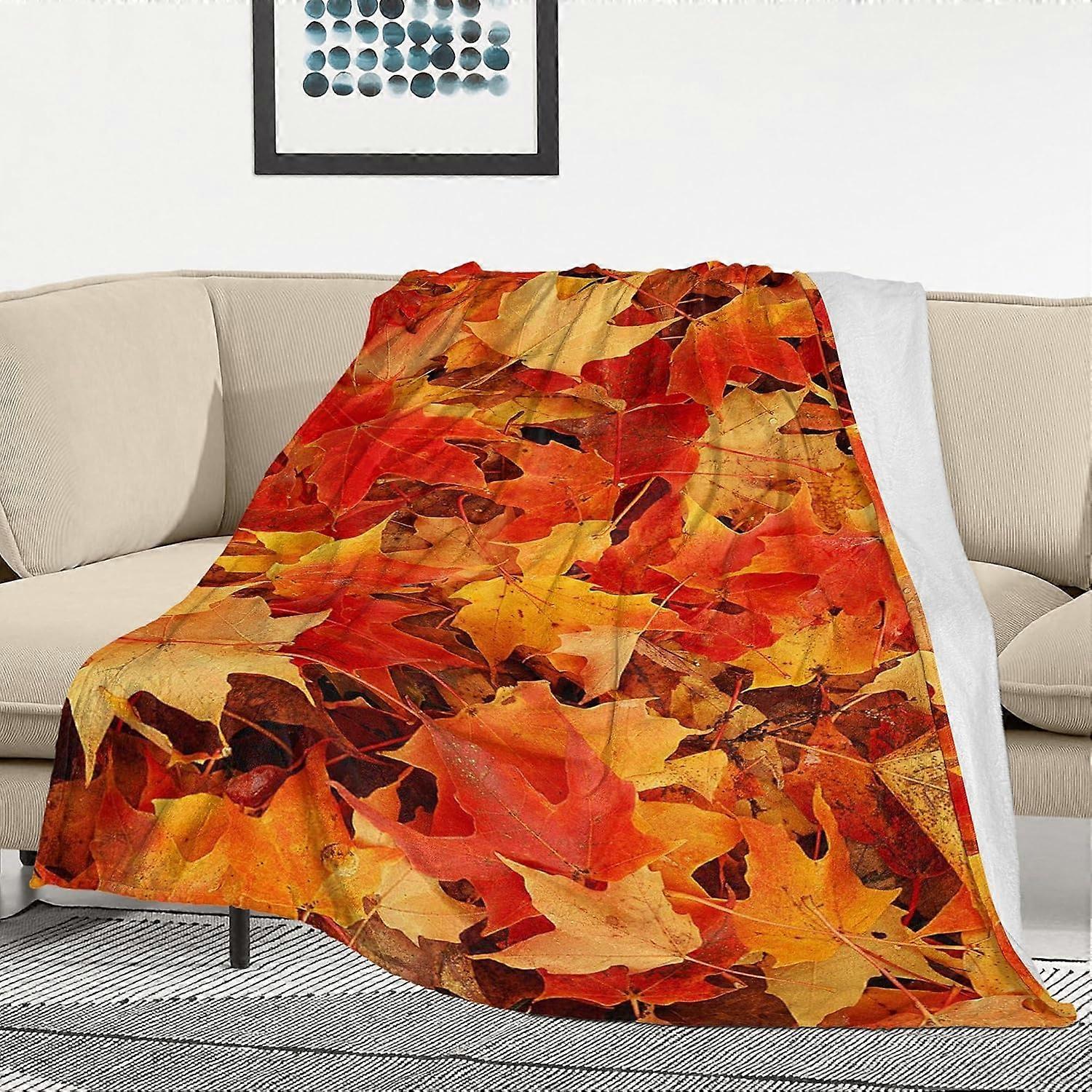 Couverture de jet de récolte d’automne Feuilles d’automne Festif \u200bCouvertures Couverture de lit en flanelle douce légère et confortable pour le canapé de salon Chaise Canapé 40 « x 50 »