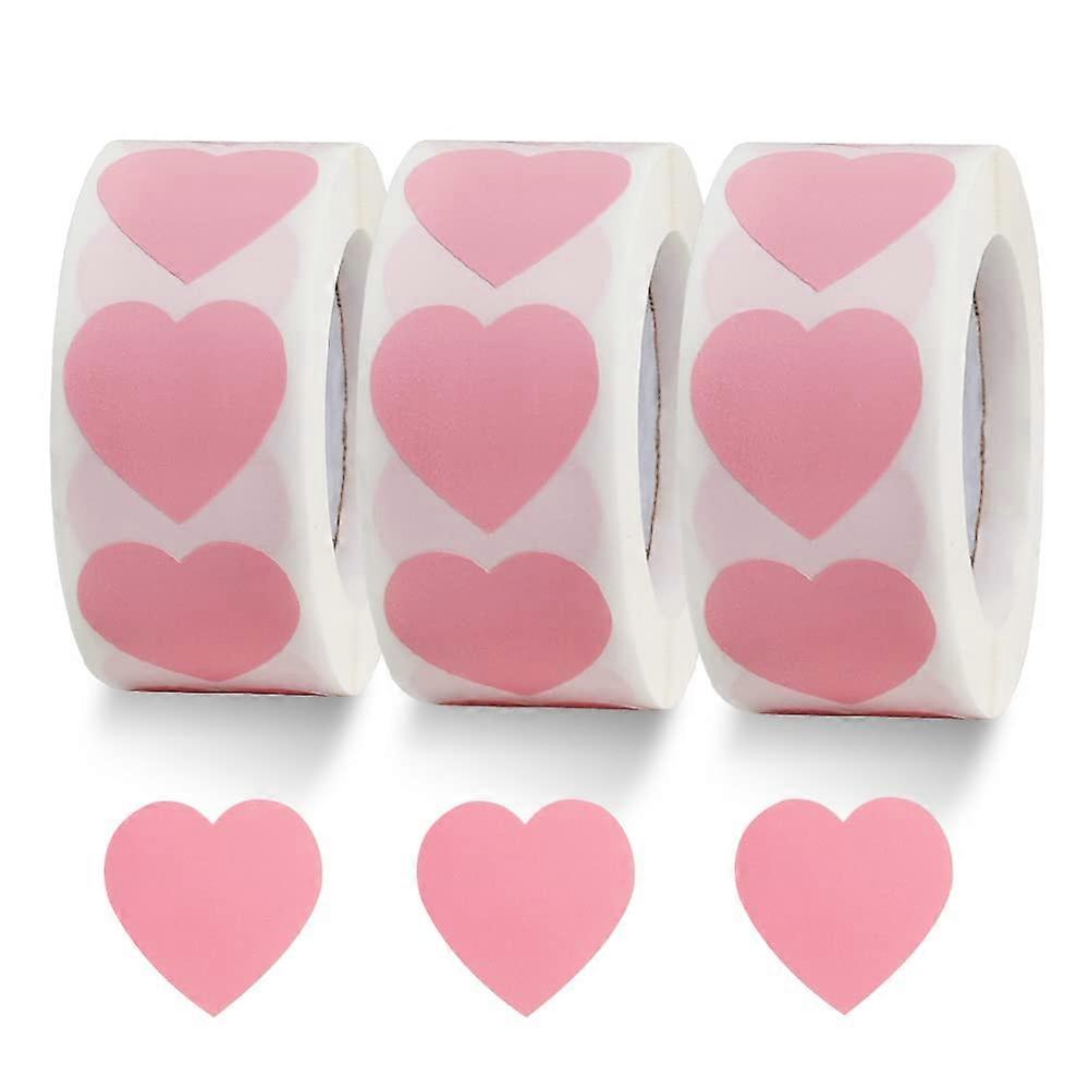 1500 Labels Pink Heart Stickers 1 inch Heart Coding Shape Paper Labels for Valentine's Day Wedding A