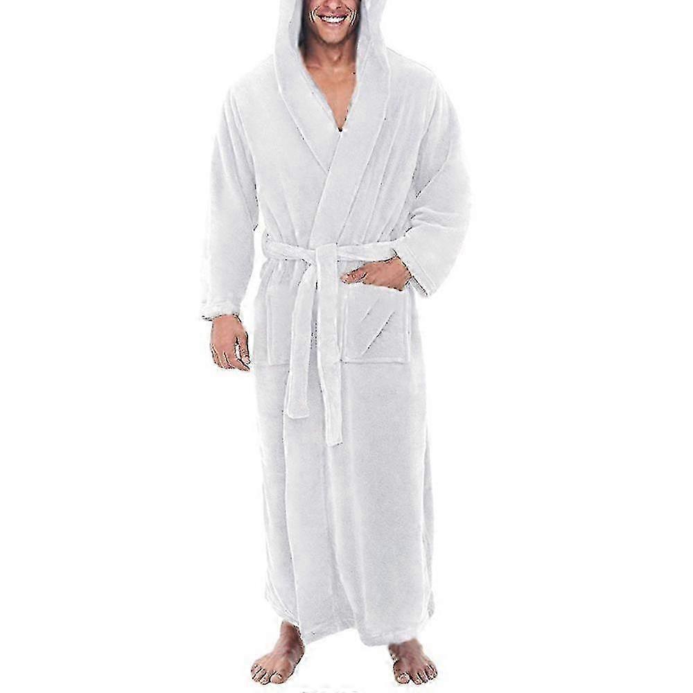 Mens Fleece Hooded Long Soft Bathrobe - JA