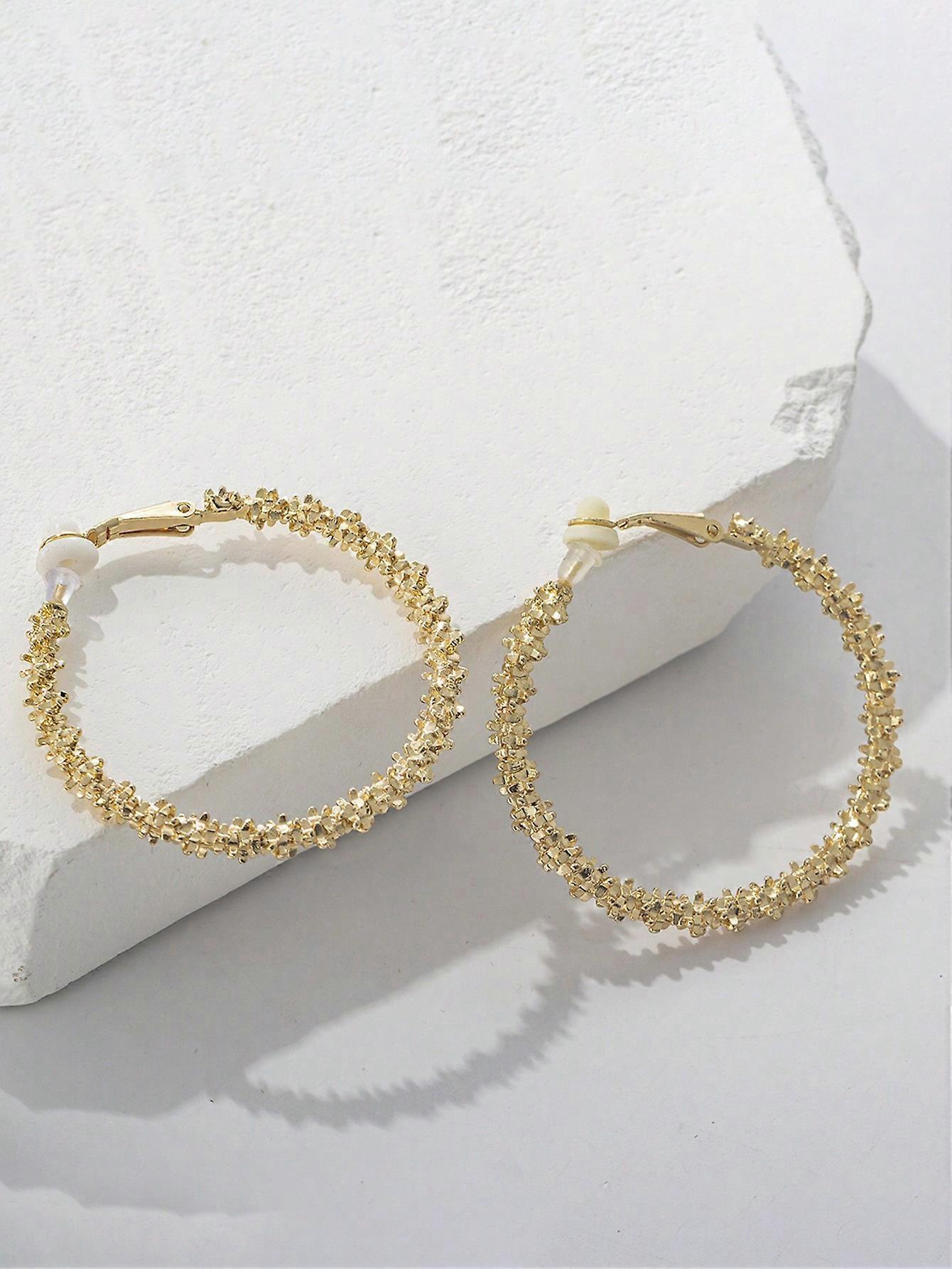 2pcsヴィンテージパンクステートメントクリップオンフープイヤリング、女性のためのファッショナブルなスローガン、パーティージュエリー