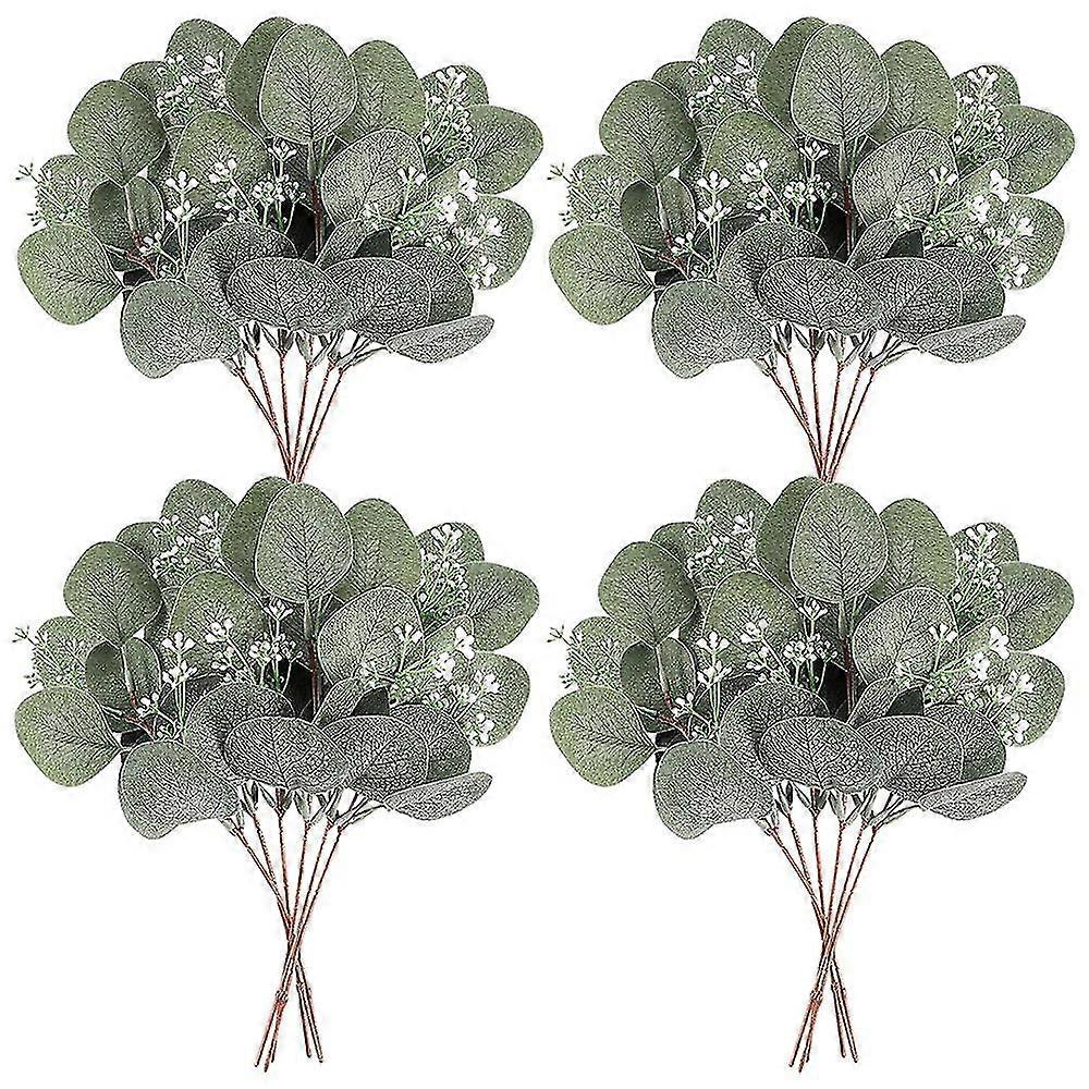 24 adet Yapay Okaliptüs Yaprağı Sapı, Buket, Vazo Dolgusu, Ev Dekorasyonu, Çiçek Süslemesi için Yapay Okaliptüs Yeşil Bitkisi (b)