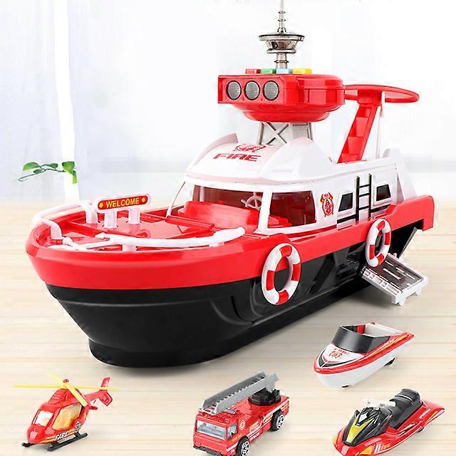 Big Size Music Boat Simulation Track Inertia Toy with 3 Cars and 1 Plane Story Lighting Ship Model Kids Early Educational Toy