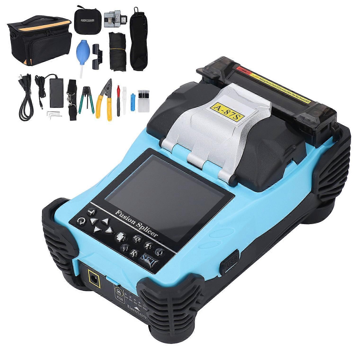 Fusion Splicer Kit 3.5in 400X Magnification Multifunction Mini Automatic Fiber Optic Welding Machine