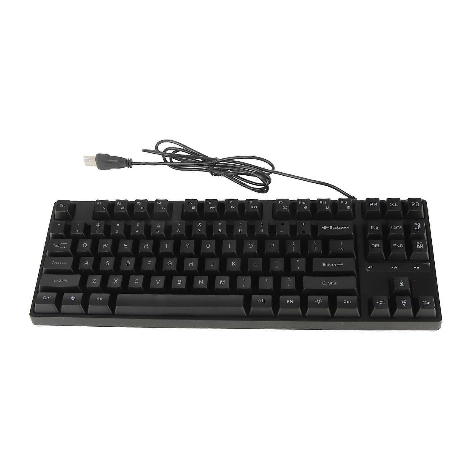 87 Keys Mechanical Keyboard Backlight Ergonomic USB Gaming Keyboard with Foldable Foot for PC Laptop Black 