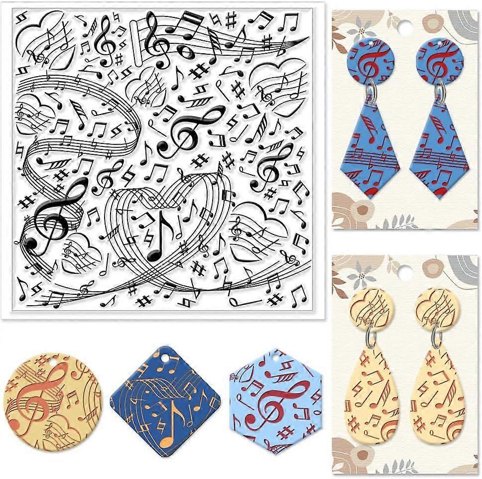 Music Notes Polymer Clay Texture Sheets Music Silicone Texture Stamp Clay Texture Mat Modeling Pattern Pad Texture Sheets for Polymer Clay Jewelry and