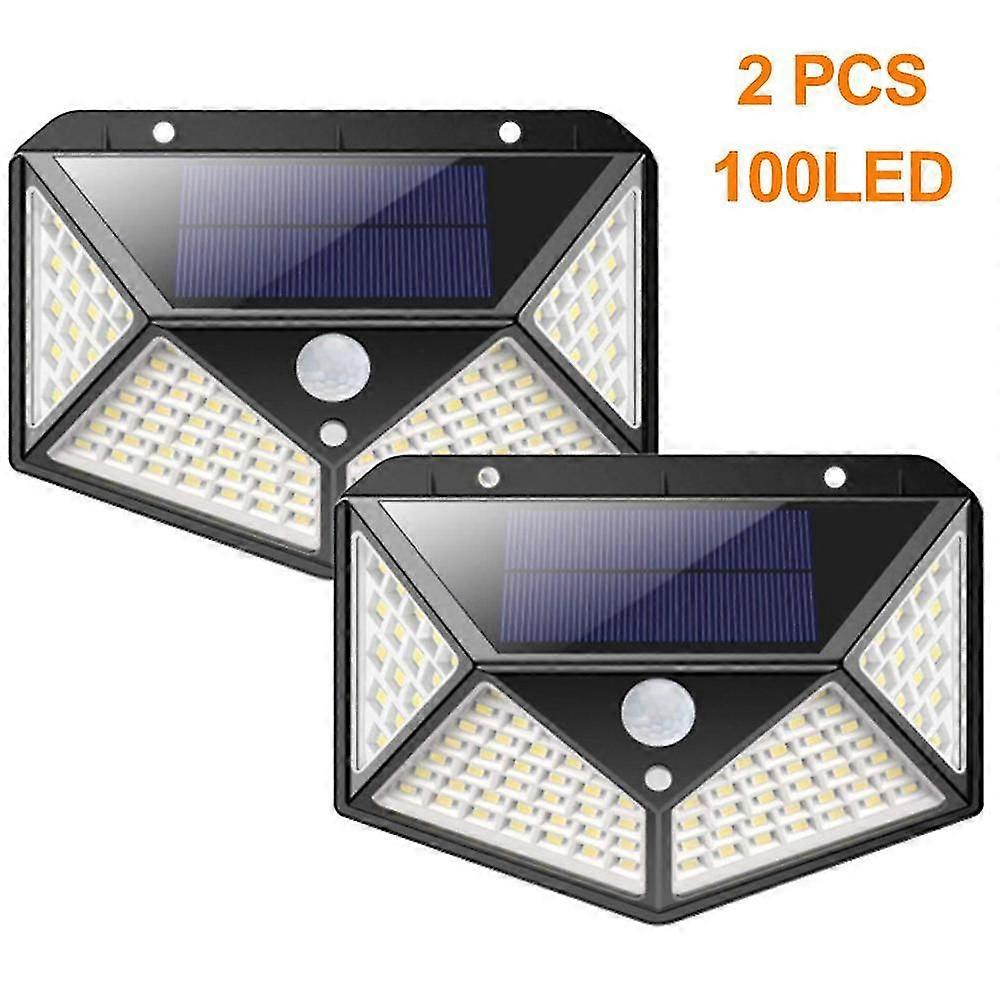 2 Pieces Of Solar Lamps For Outside, 100 Led Super Bright Solar Lamp Outside 800 Lumens 3 Modes Solar Wall Lamp Waterproof Solar Outside Lamp For Gard