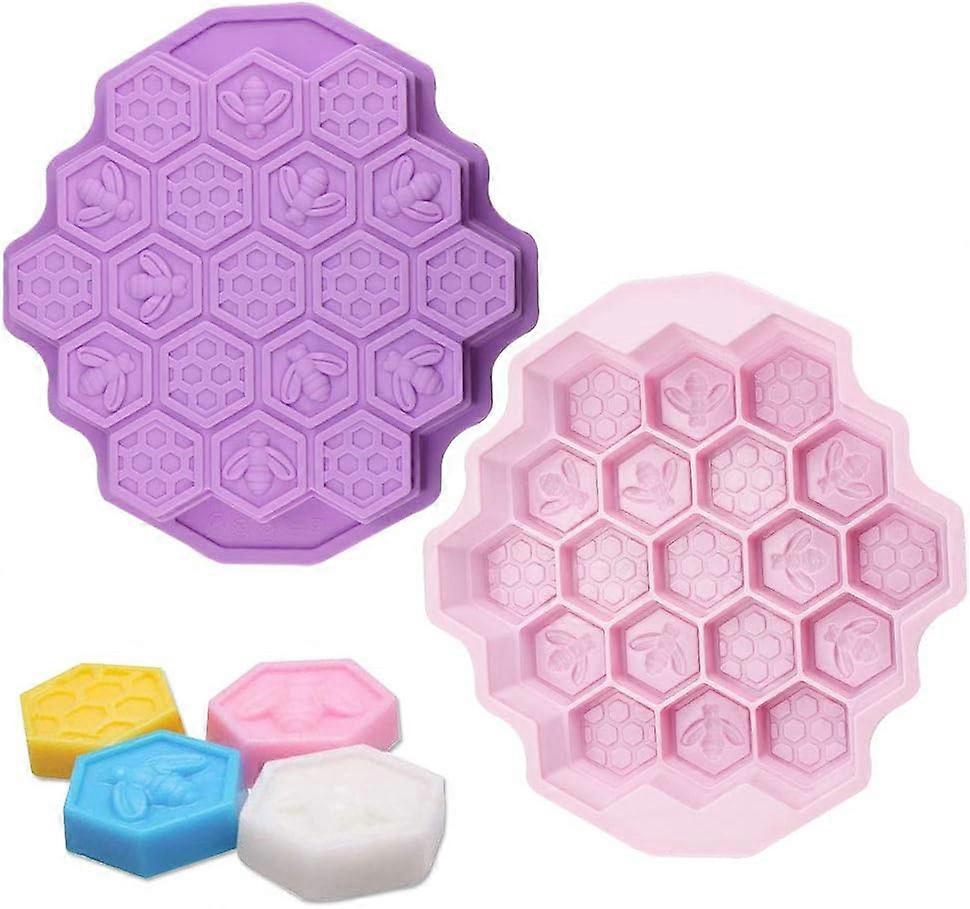 Silicone molds, 19 compartments, honeycomb pattern, for soap, cake, 2 pieces