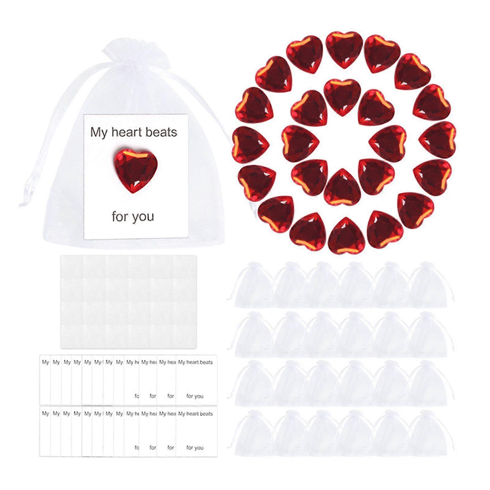 Valentines Present Valentine 3D Crystals Heart Cards DIY Kit with Heart Crystals/Yarn Bags/Cards/Glue Dot Set