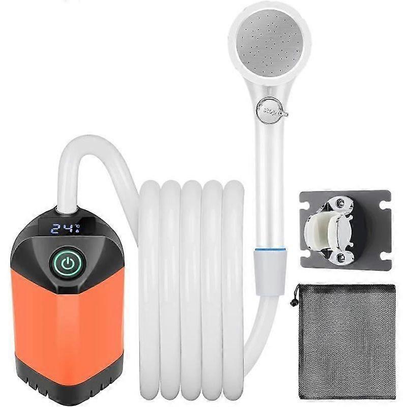 Portable Camping Shower Kit Rechargeable Electric Shower Pump Shower Head with Intelligent Temperature Display
