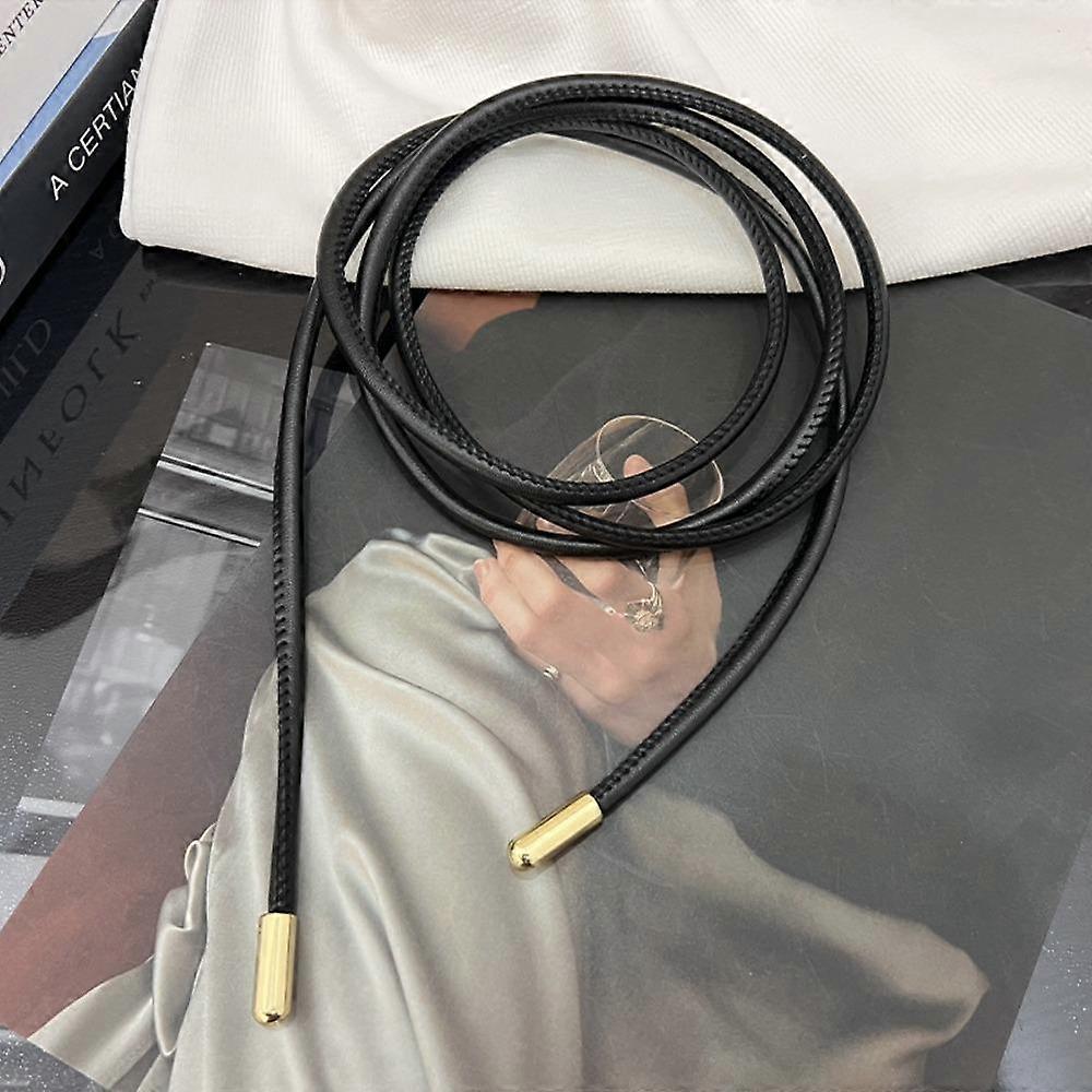 Waist Chain Round Rope Belt Non-hole Sweater Strap New Leather Thin Belt Women