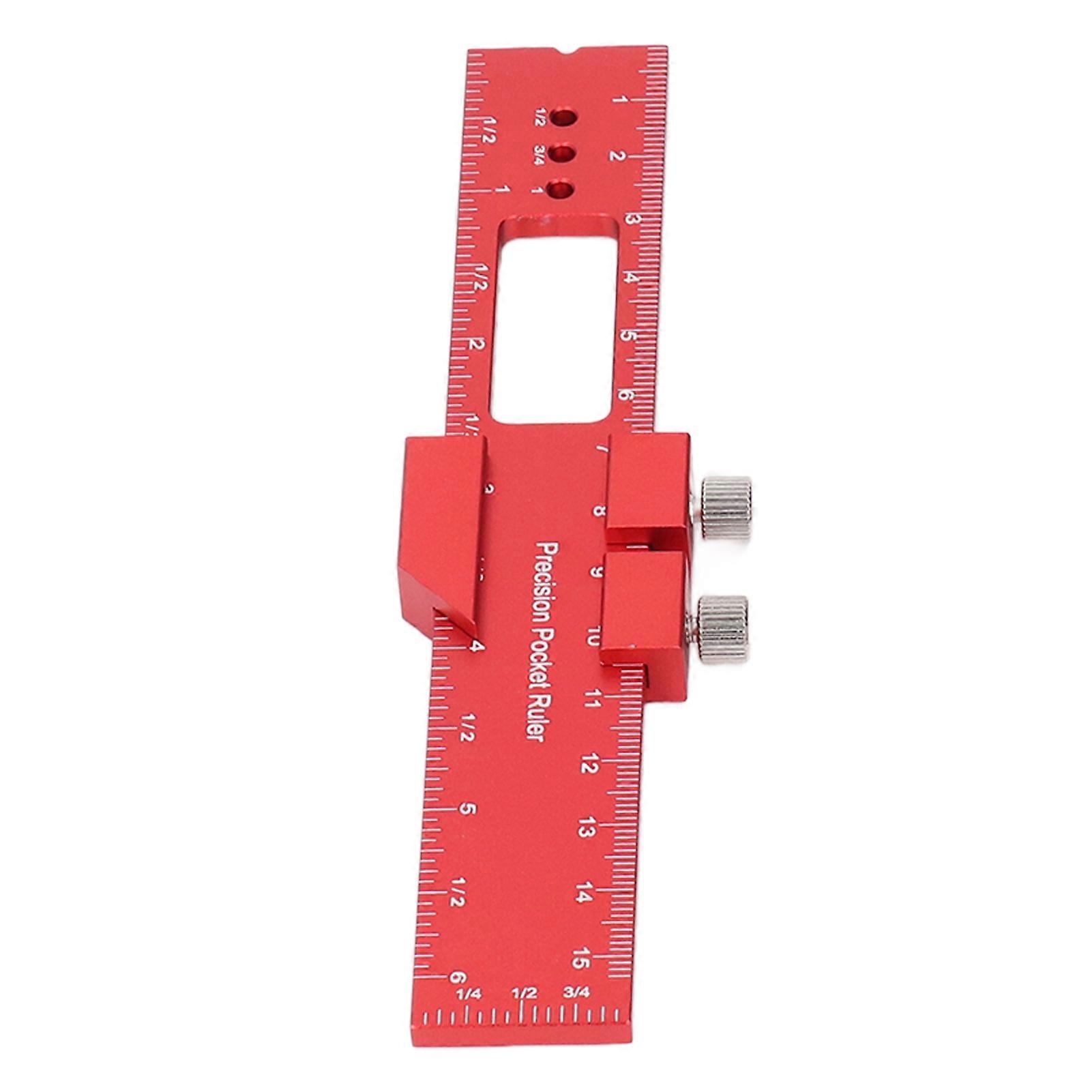 CYDT 6 Inch Woodworking Ruler Adjustable Sliding Stop Aluminum Alloy Pocket Ruler For Marking Locating Measuring