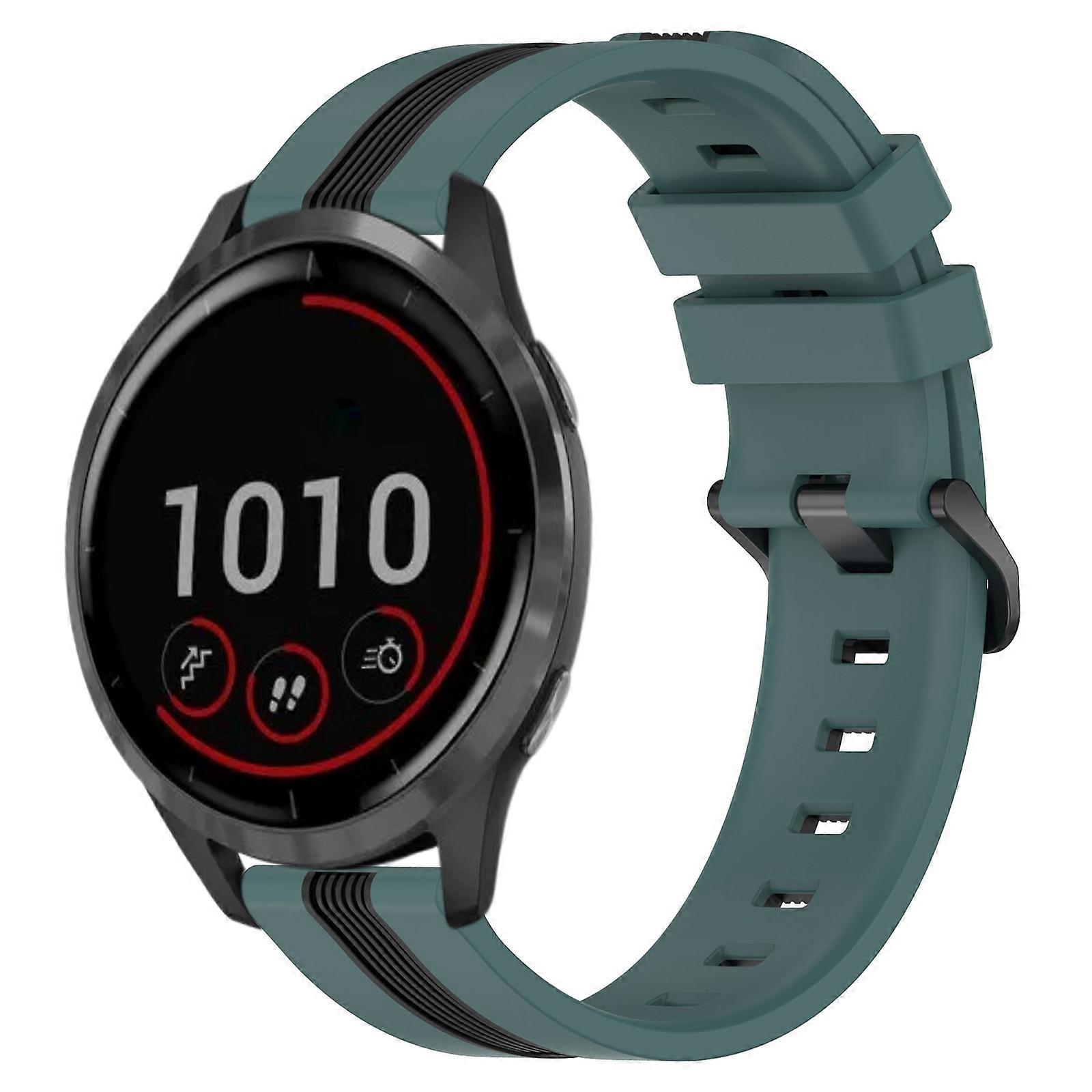 For Garmin Vivoactive 4 22mm Vertical Two-Color Silicone Watch Band