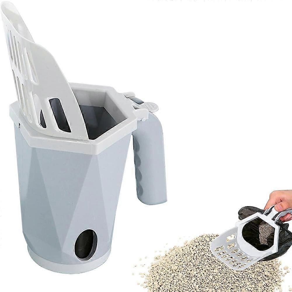 2 in 1 Cat Litter Shovel with Premium 2 in 1 Container with Cat Litter Holder