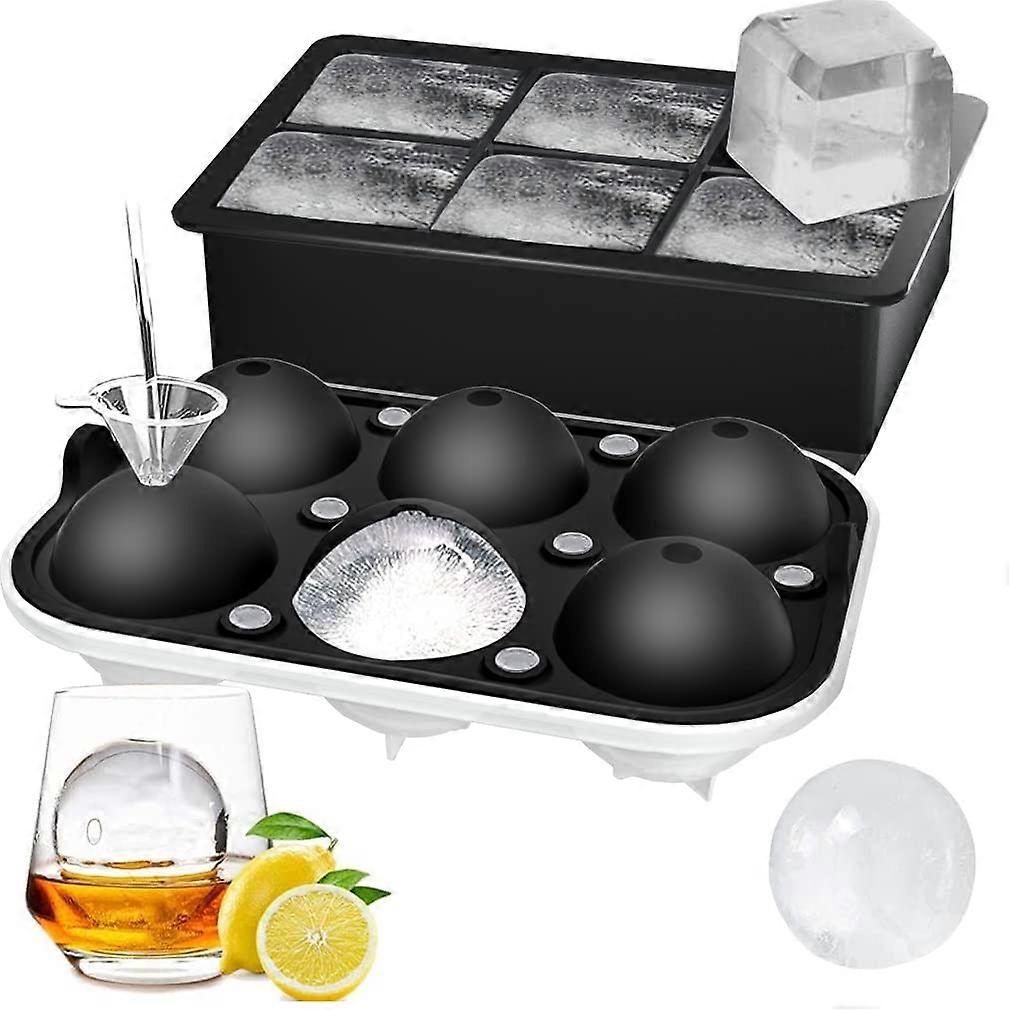 Ice cube trays set of 2 sphere ice ball maker with lid large square ice cube maker for whiskey cocktails