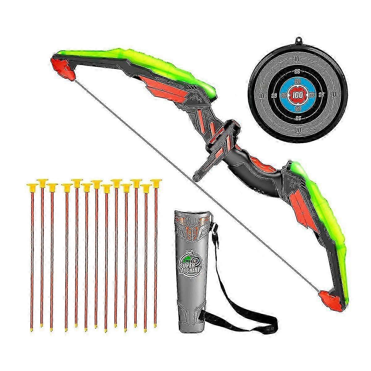 Bow And Archer Set - Archery Toy Set - Led With 13 Suction Cup Arrows, Quiver