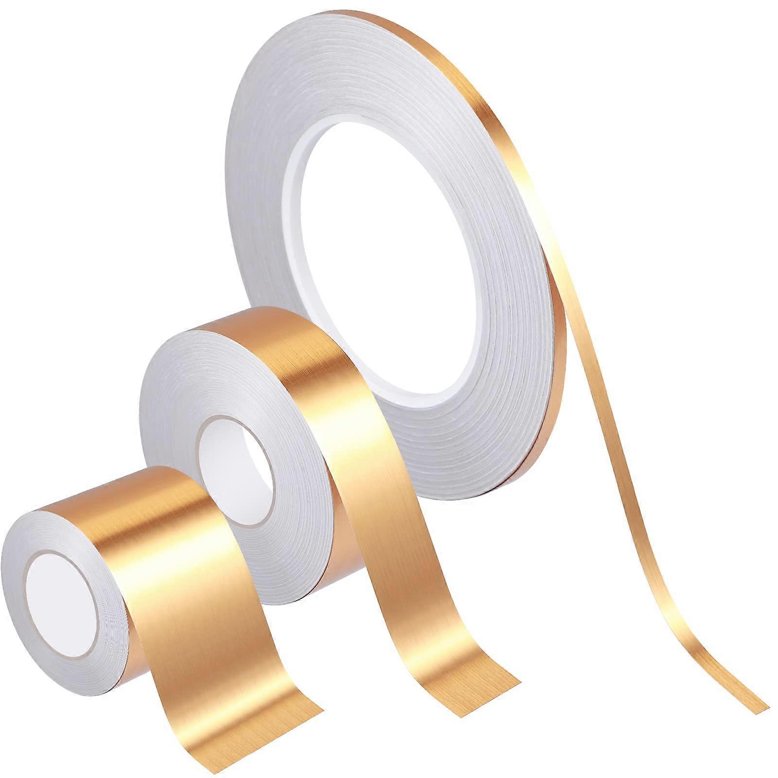 3 Rolls Self Adhesive Polyester Washi Metallic Tape for Detailing Accent Graphic Arts on Walls, Cars, and Boats