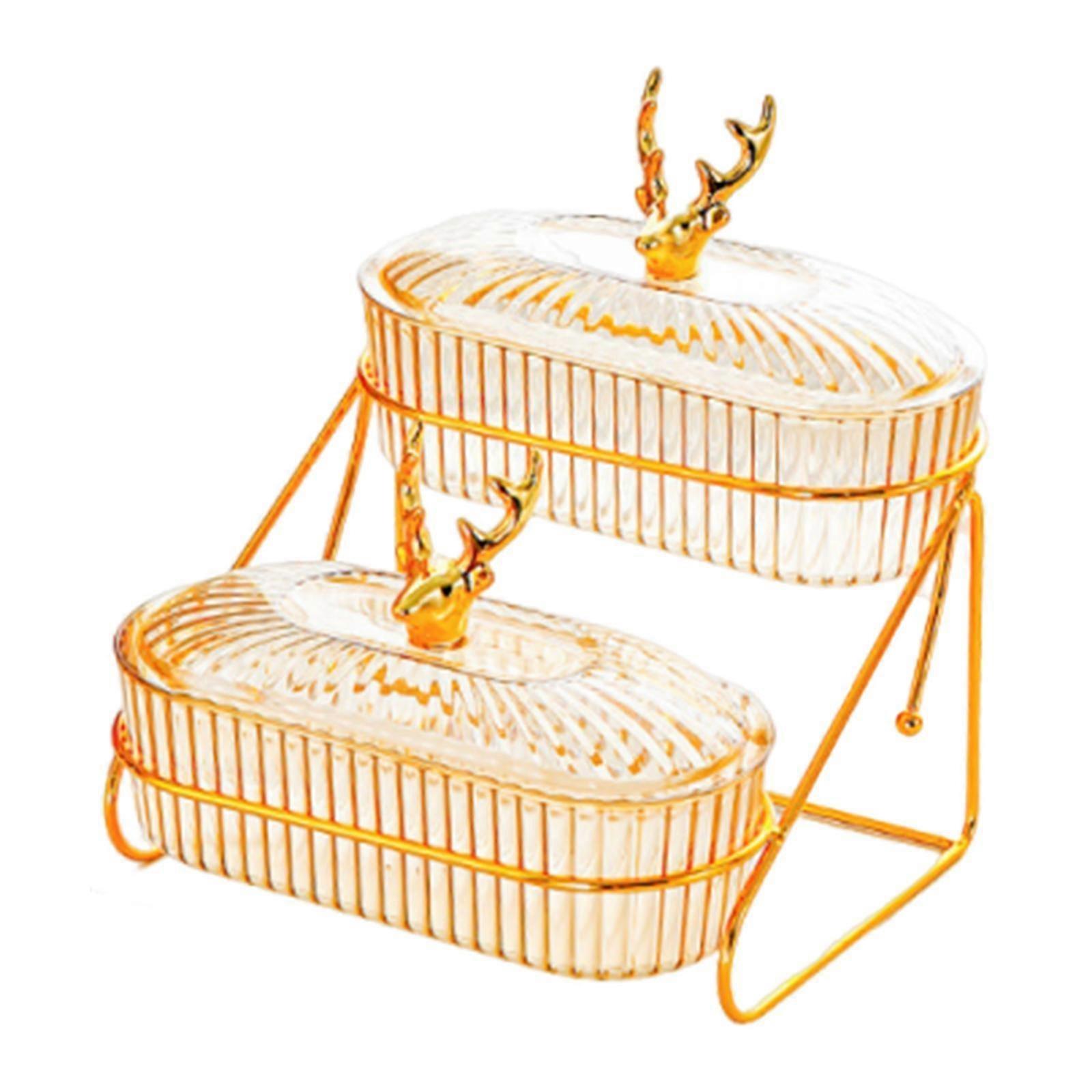 Vassoio per frutta secca Piatti snack con supporto trasparente con coperchio Tier Fruit Stand