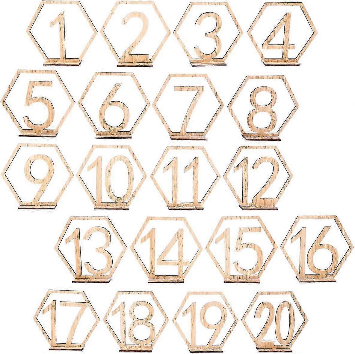 20pcs 1-20 1-20 Wooden Table Numbers Heart Wooden Numbers for Wedding Party Tabl