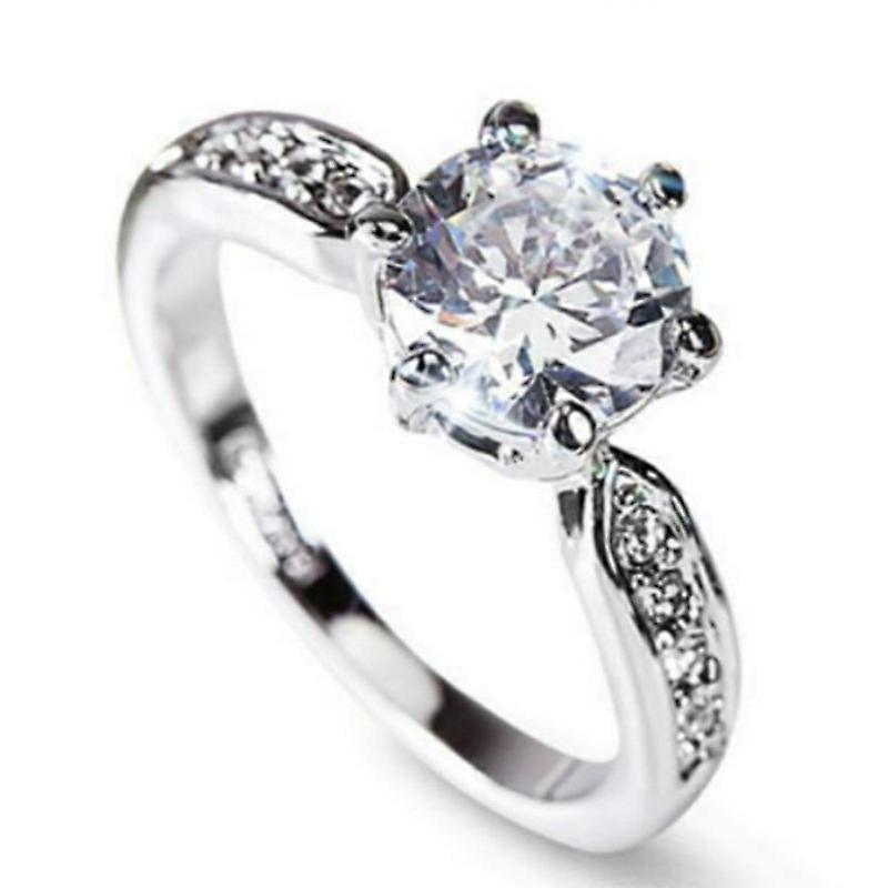Female Classic Crystal Six-Claw Diamond Ring Wedding Ring 8