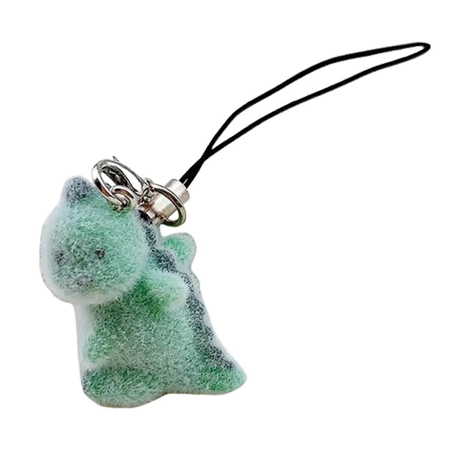 Handmade Flocking Dinosaur Keychain Charm Trendy Dinosaur Flock Fabric Key Holder Plush Bag Charm Unique Keychain Charm