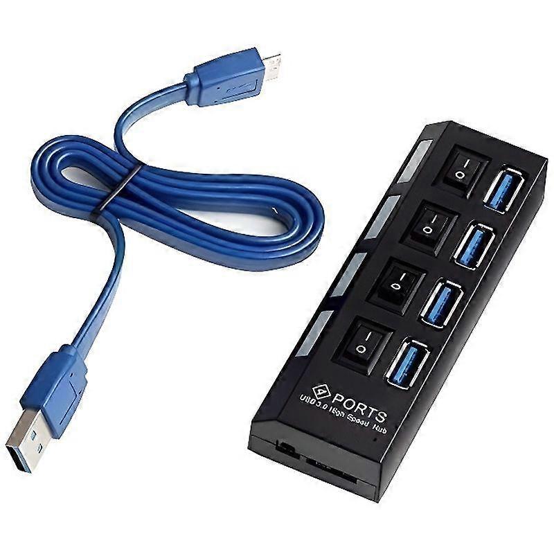 USB 30 with 4 ports with LED indicator and individual switches to save energy