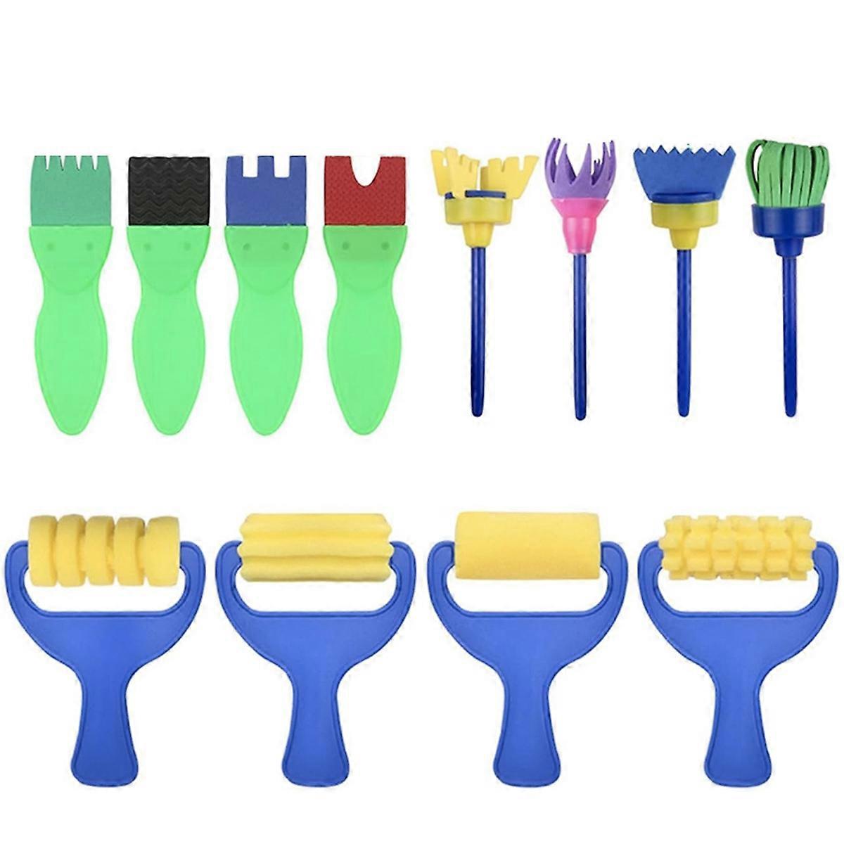 Ensemble de 12 pinceaux pour enfants, éponges lavables