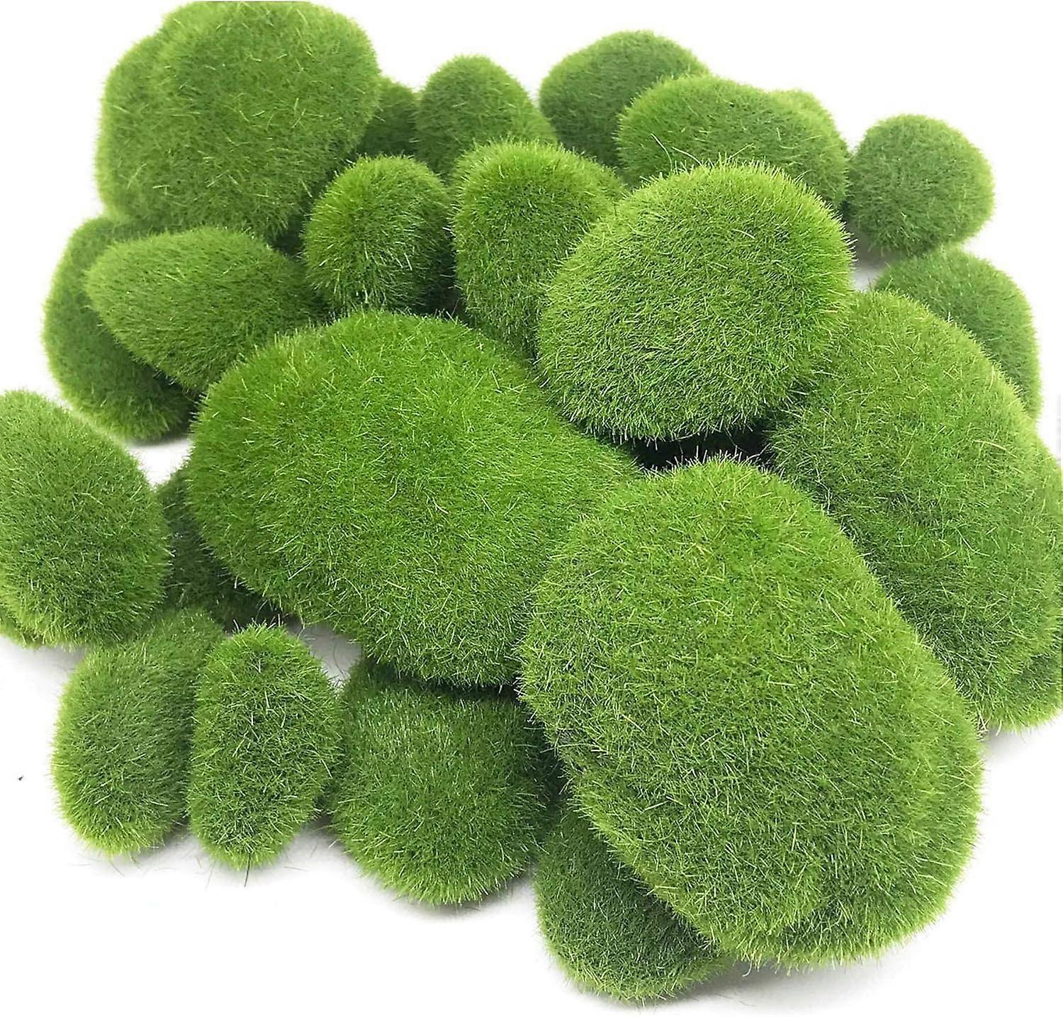 Mossy Magic: Assorted Sizes Artificial Moss Rocks for Crafting Supplies, Lightweight Foam Material for Fairy Gardens (30 PCS)