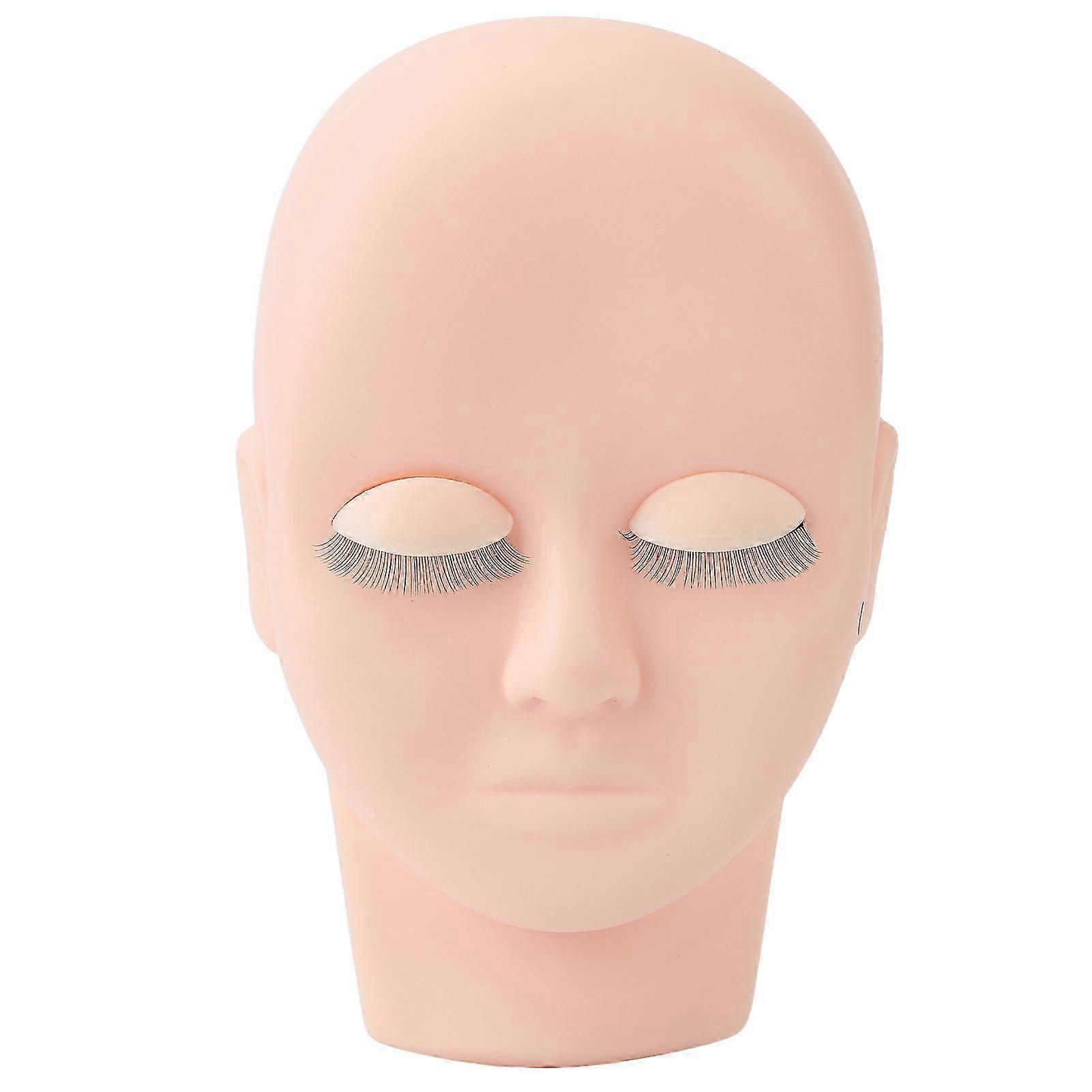 Lash Mannequin Head Reusable Soft Touch Rubber Replaced Eyelids Mannequin Head for Lash Extension Practice Pink