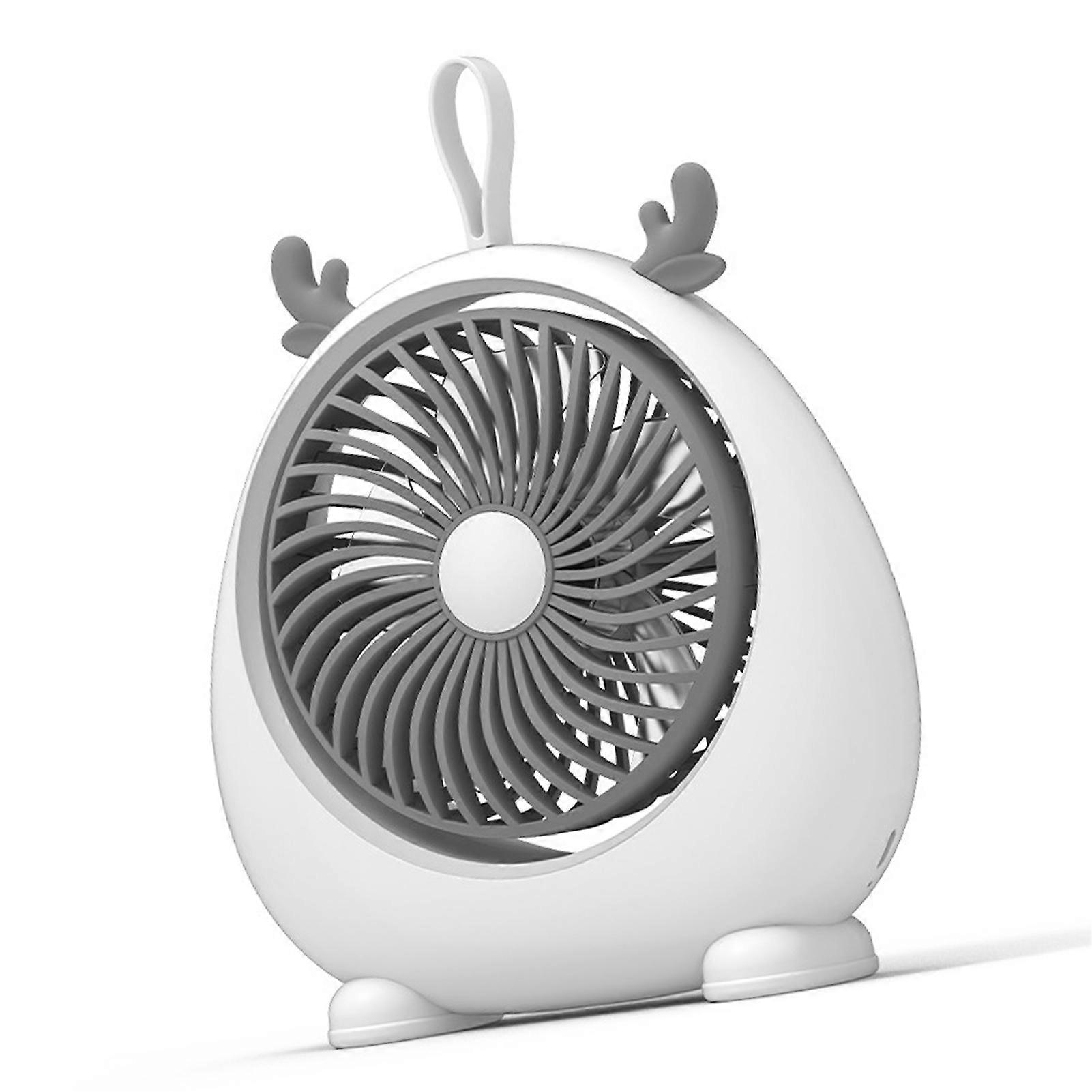 USB Desk Fan PP Quite Portable Mini Cute Tabletop Fan with Two Gear Wind Speed for Home White Small Size