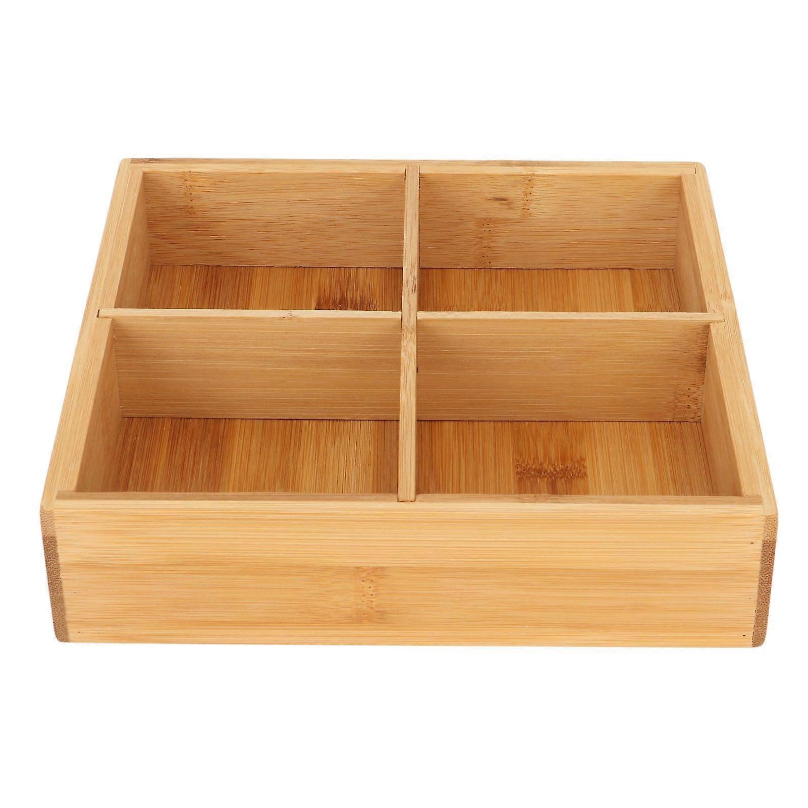 Snack Serving Tray Bamboo Board Paint Free Safe Eco Friendly Divided Dried Fruit Serving Container 4 Compartments