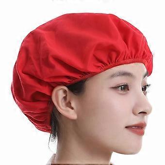 Elastic Chefs Hat Reusable Kitchen Cooking Hat Bouffants Caps Food Service Hair Net Breathable Work Hat Easy to Clean  White