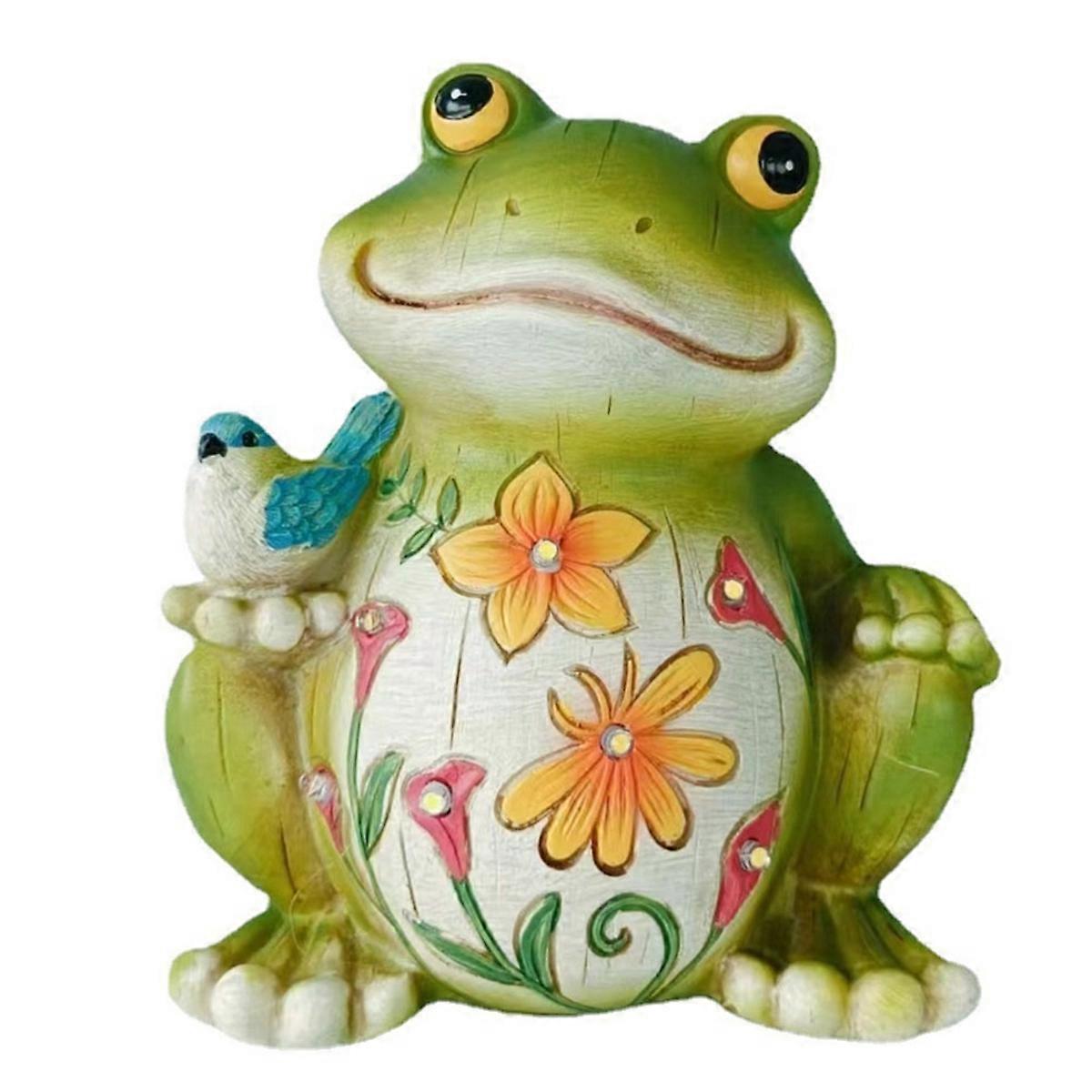 Frog Decor with Solar Light, Resin Garden Statue