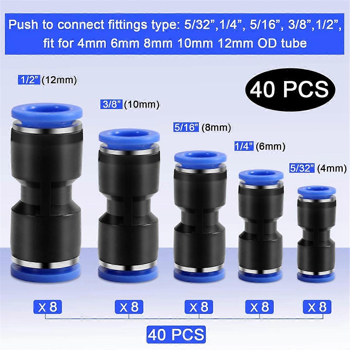 Quick Coupler Kit, (4mm/6mm/8mm/10mm/12mm)40 PCS
