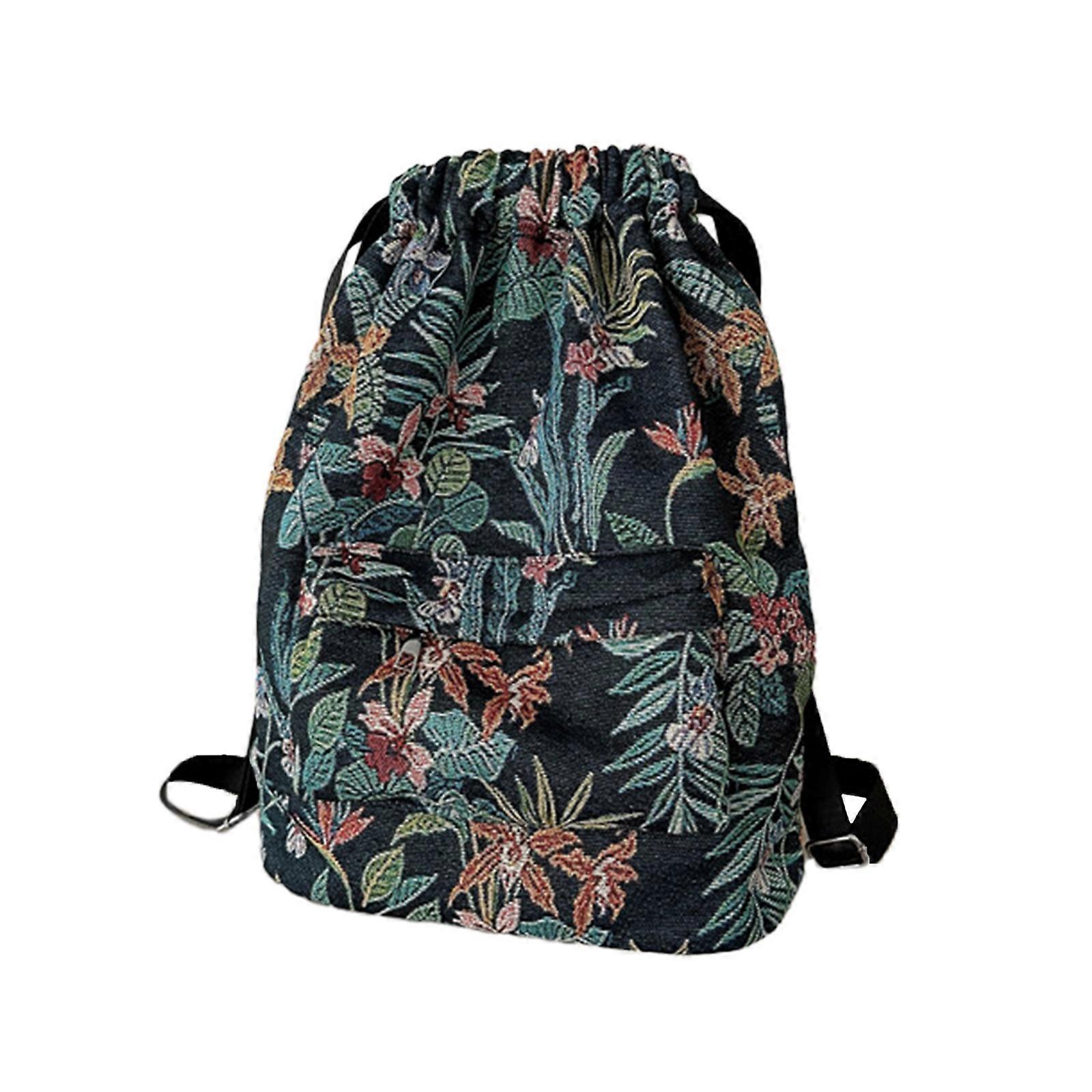 Versatile Drawstring Daypack Compact & Stylish Canvas Bag Shoulder Bag Lightweight for School Work & Outdoor Activities  Black